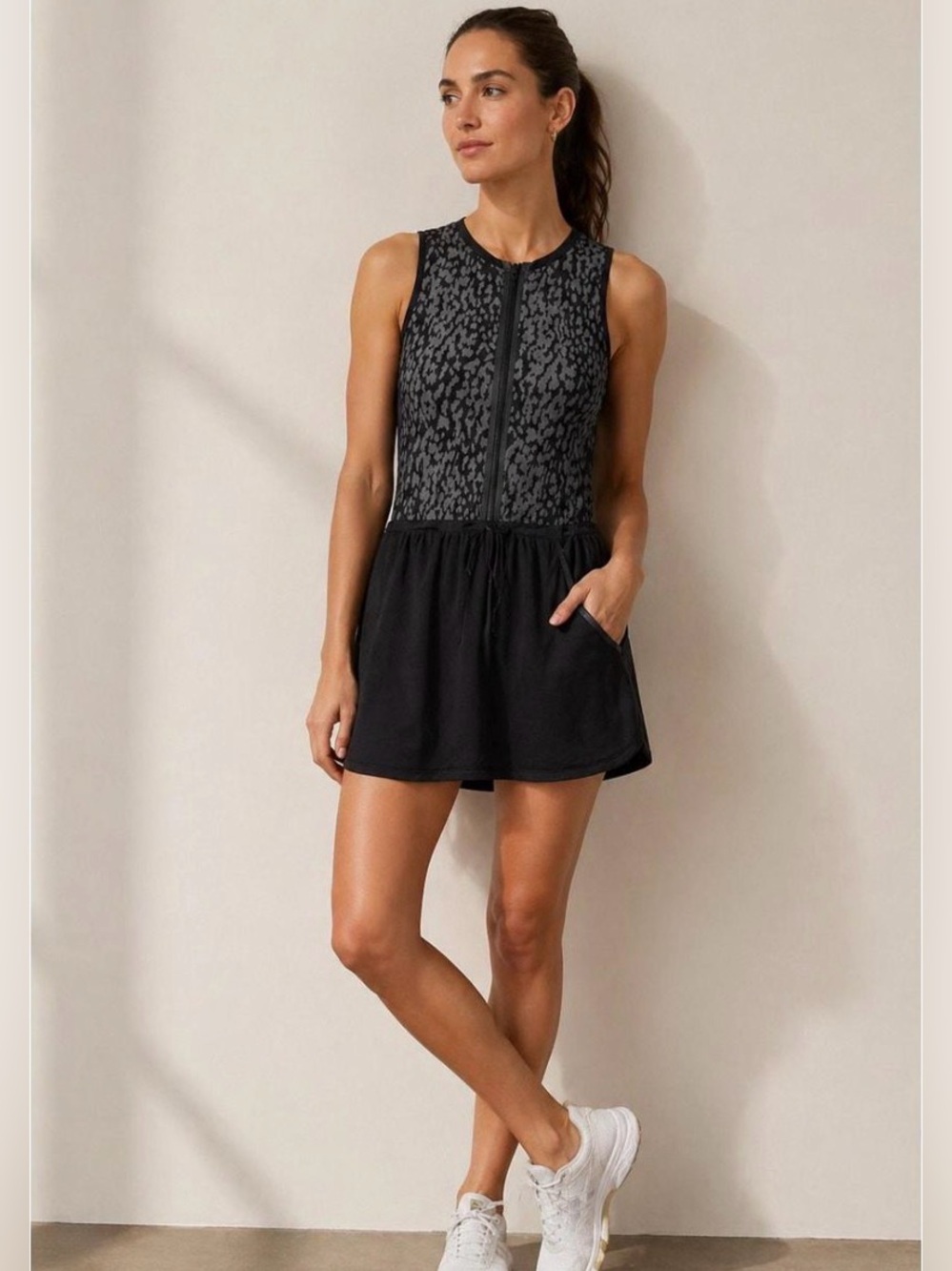 Varley Black and Gray Lagoda Dress